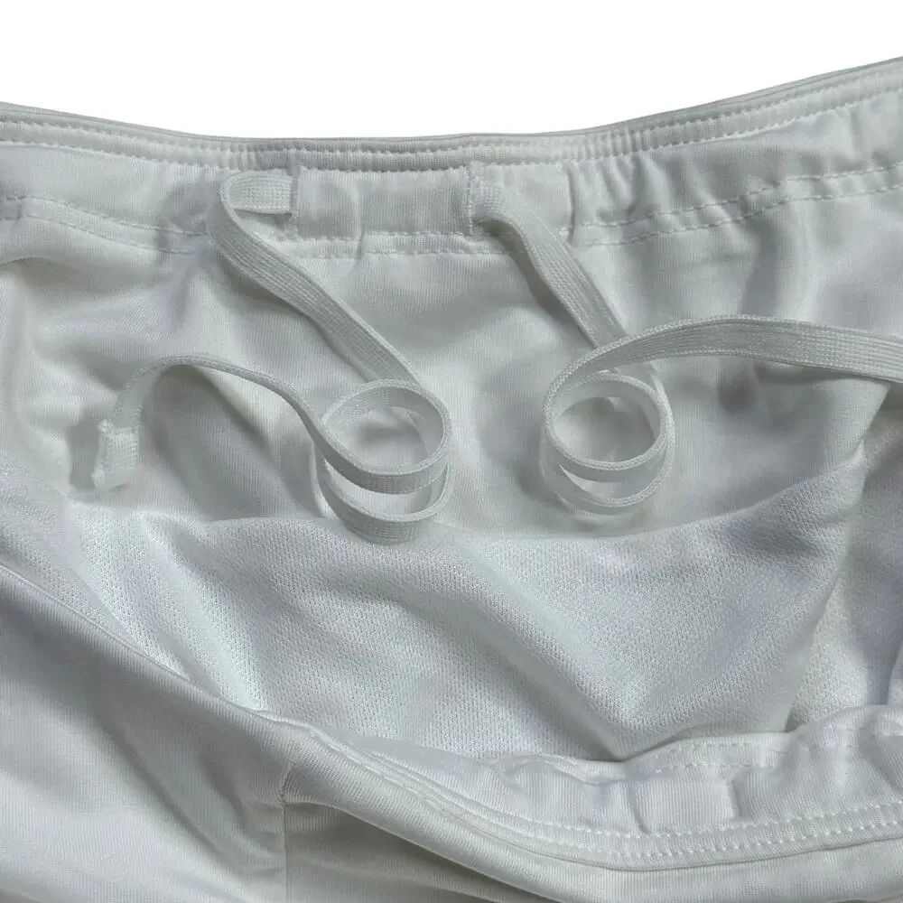 NIKE Shorts Women's Large White Lined Split Side Hidden Drawstring Mini Pocket